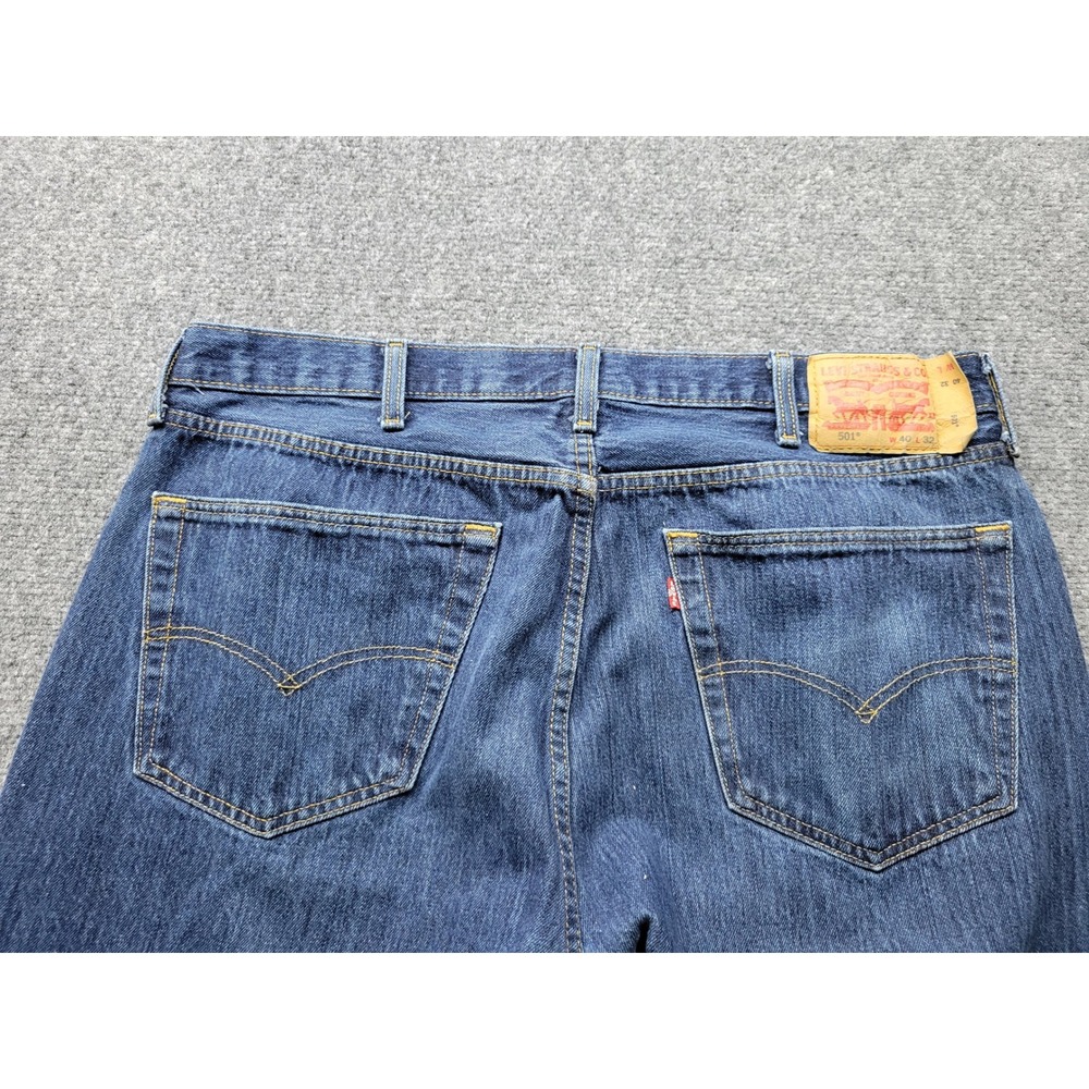 Levis 501 Original Fit Jeans Mens 40x32 Blue Denim Button Fly Straight Leg